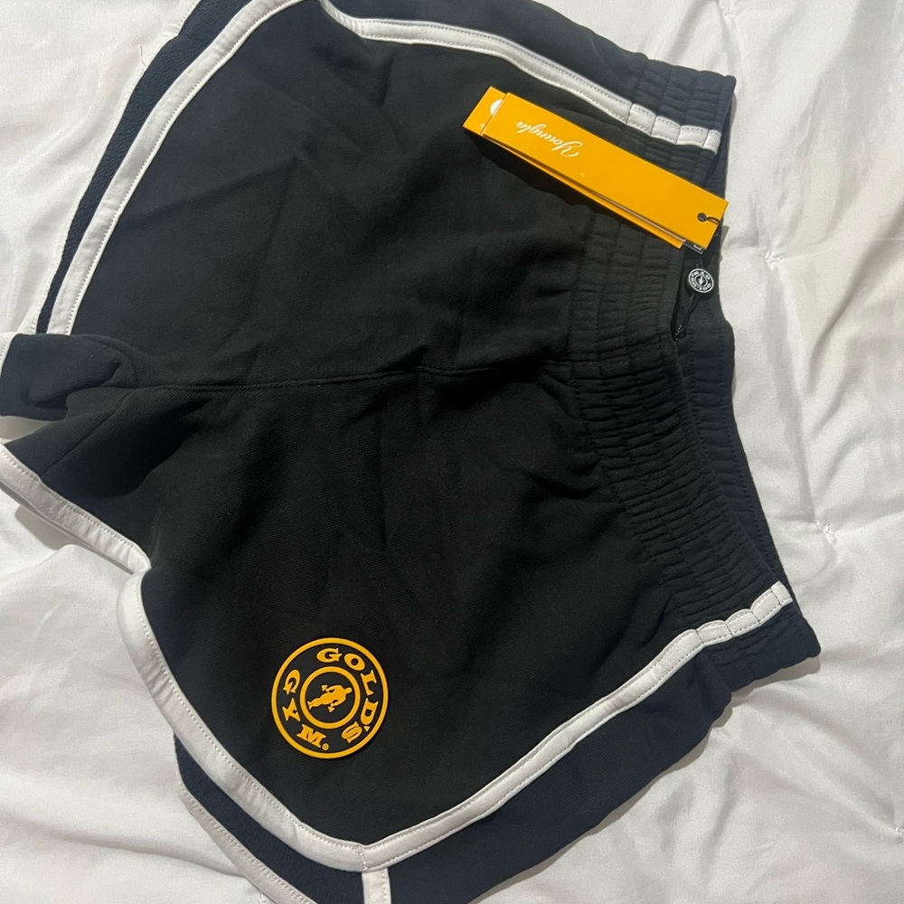 YoungLA Black Athletic Shorts with Gold Logo for women